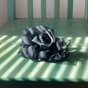 Black silk/satin Rose Hair Clip